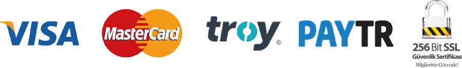 Visa, Mastercard, Troy ve PayTR ile güvenli ödeme – 256 bit SSL